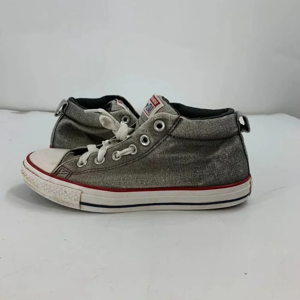 Converse Kids Chuck Taylor All Star Gray 651818F Mid Top Lace Up Sneakers Size 5